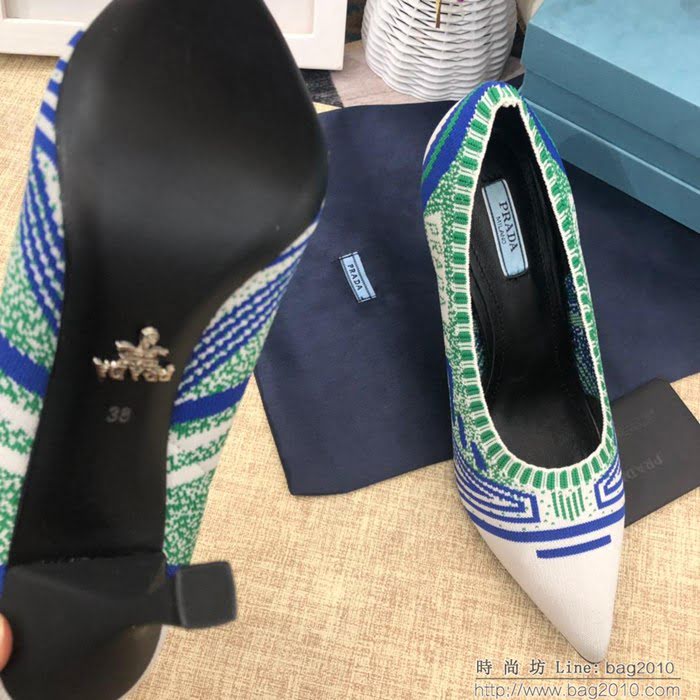 PRADA普拉達 2019頂級版本 刺繡系列 春夏時尚 高跟尖頭單鞋 網紅同款  ljl1043